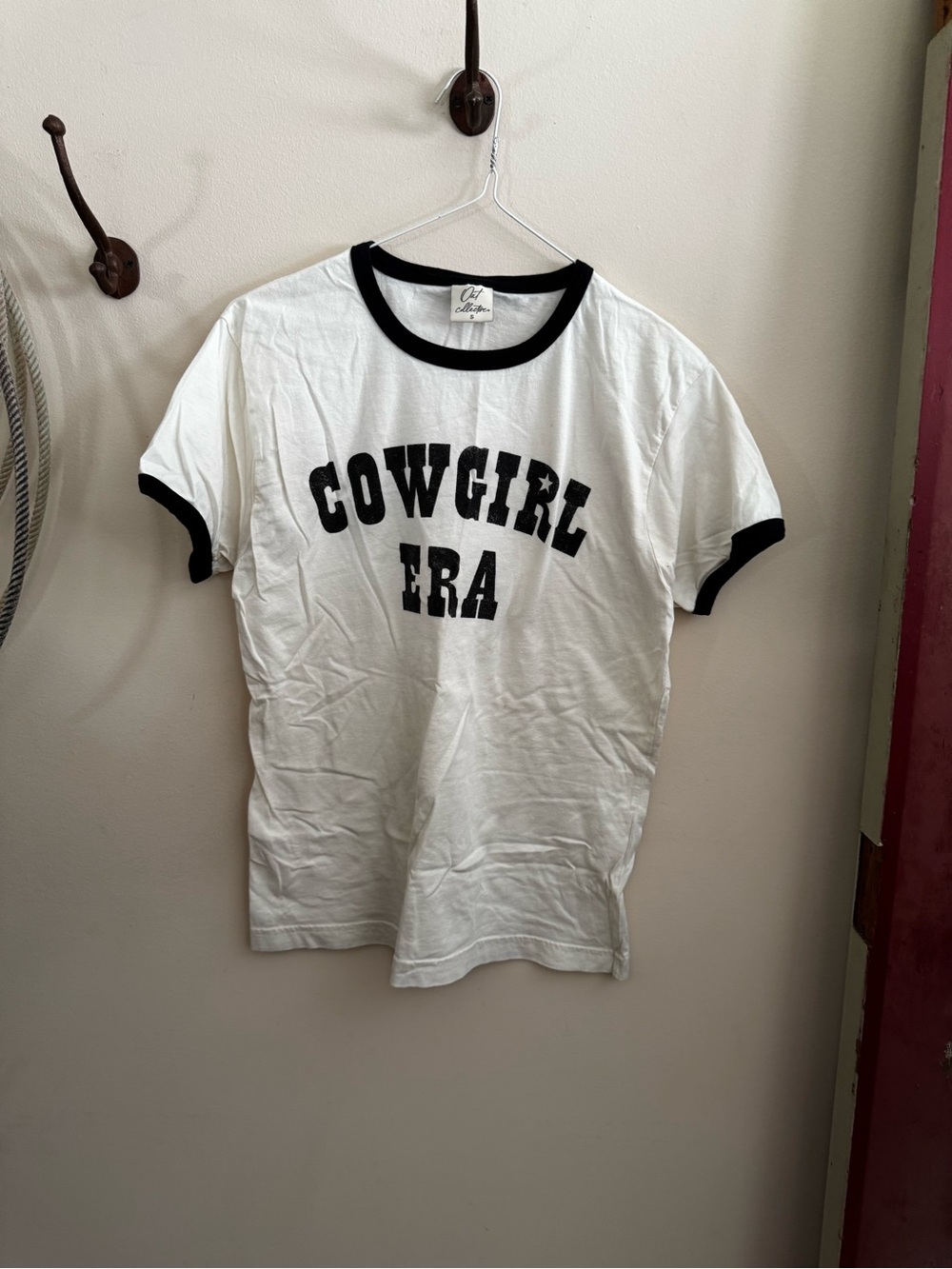Cowgirl Era White & Black Ringer Tee